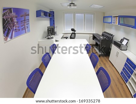 Modern blue and white office