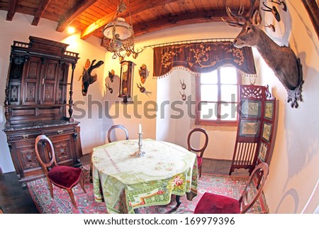 PRIBYLINA, SLOVAKIA - JANUARY 4: Interior of typical Slovakian manor-house at Pribylina on January 4, 2014 in Pribylina