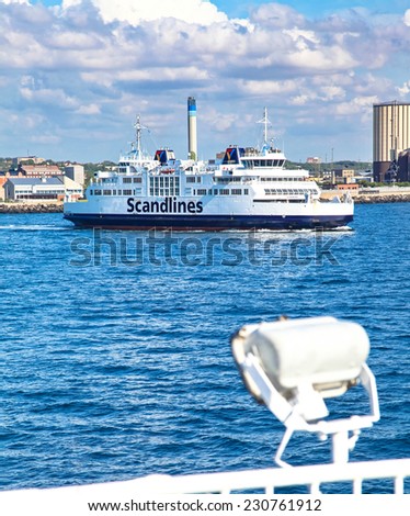 HELSINGBORG, SWEDEN - AUGUST 3: Ferry on the sea August 3, 2012 in Sweden