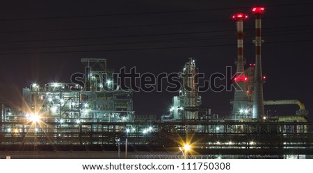 Large chemical factory in the night