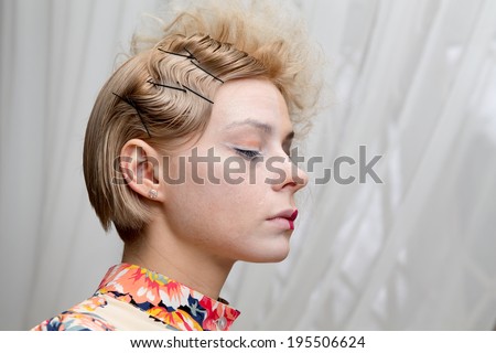 Girl portrait profile retro hairstyle