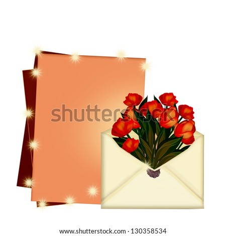 Frame for text. Flowers in the envelope.