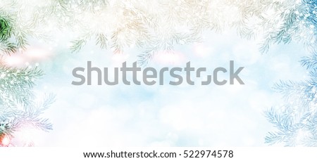 forest in the frost. landscape. Snow covered trees. Christmas card