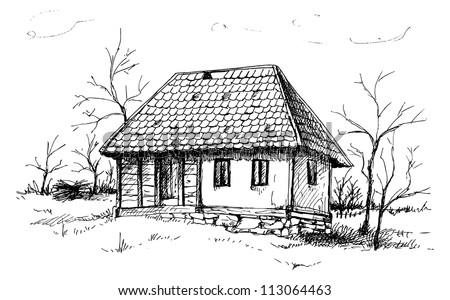 Old House Sketch Stock Vector Illustration 113064463 : Shutterstock