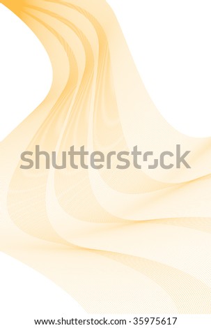 Orange waving line abstract mesh over white background