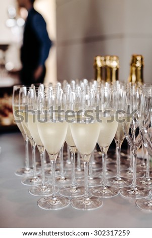 glasses of champagne buffet restaurant at the event
