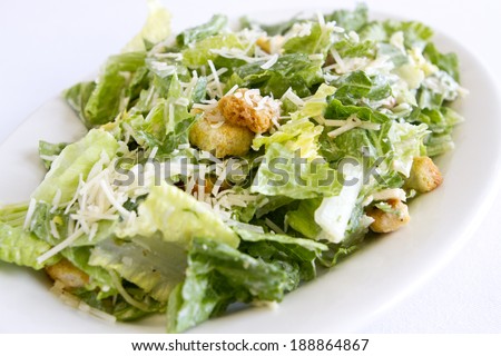 A plated caesar salad.