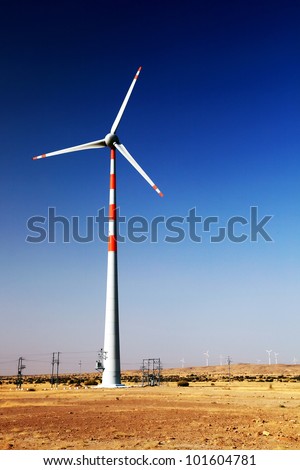 Wind turbine in Thar Desert, India, Asia