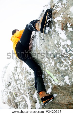 Free climbing in winter conditions