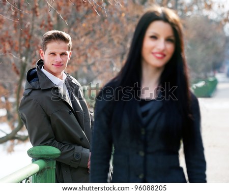 Young man flirting - stock photo