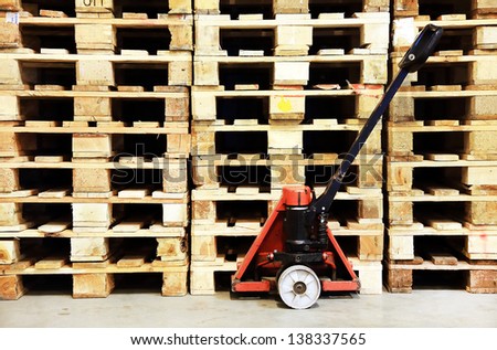 Wooden pallets in a factory yard