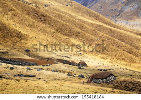 Mountain village Cordiliera Huayhuash, Peru, South America