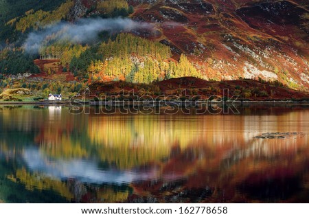 Abstract reflexion of a lake in Highlands, Scotland, Europe