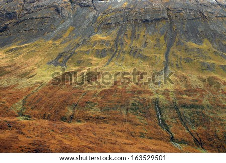 Alpine landscape in Cuillin Mountains, Highlands of Scotland, Europe