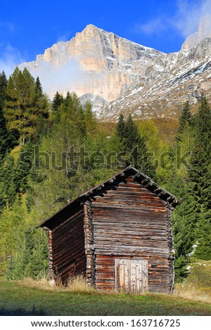 Mountain cottage in the Dolomites, Italy, Europe
