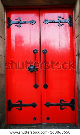 Old traditional door in Edinburgh, Scotland, Europe