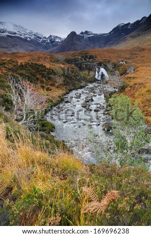 Autumn colours in Cuilin Mountains, Island of Skye, Scotland, Europe