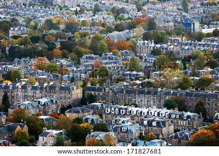 Aerial view of Edinburgh, Scotland, Europe