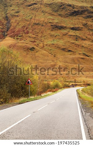Mountain road in Highlands of Scotland, Europe