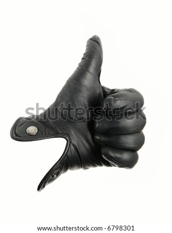 black leather gloves. in lack leather gloves