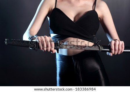 sword on hand sexy yakuza girl