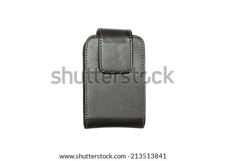 leather case for mobile phone on white background
