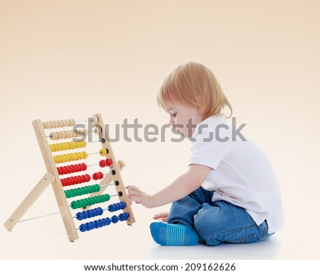 boy believes in the accounts in the Montessori school.happy childhood and rest concept.