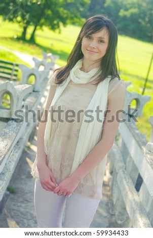 Young woman taking a walk in the park