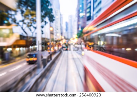 Motion blurred and color tone tuned Hong Kong city scenes background
