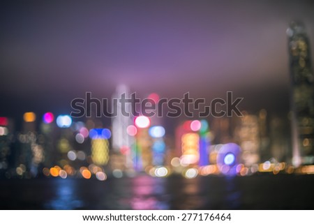 Bokeh city background take place in Hong Kong  central distract with color tone tuned