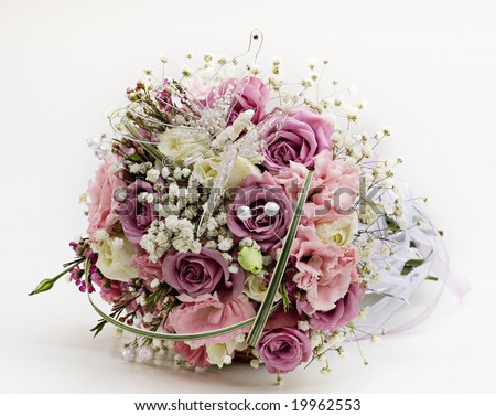 stock photo Purple White Roses wedding flower bouquet