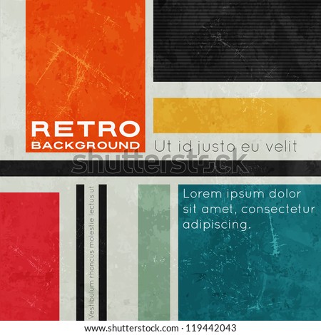 Retro Background With Colored Squares And Stripes