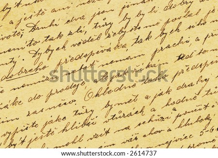 Vintage handwriting from old letter