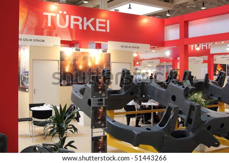 HANNOVER, GERMANY - APRIL 19: big cast iron part on the stand of turkey at the hannover industrial fair , Hannover Messe April 19, 2010 in Hannover, germany