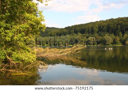 view of lake twistesee in late summer, germany