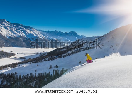 girl in off-piste skiing