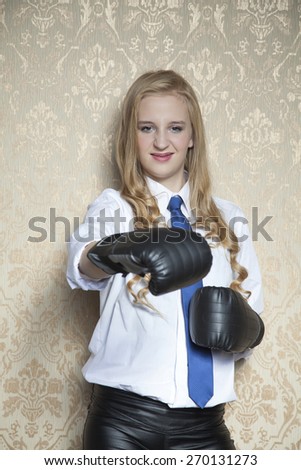 business woman ready to fight