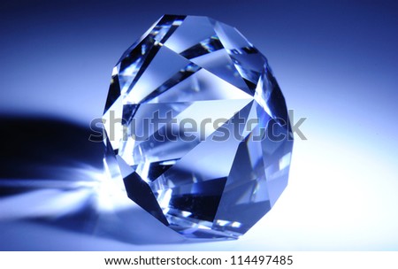 Diamond shaped glass crystal lit with LED light