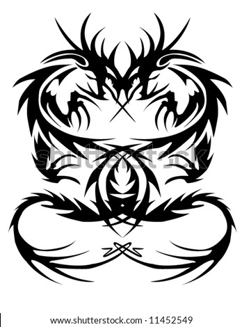 stock vector : A vector of a tribal dragon tattoo