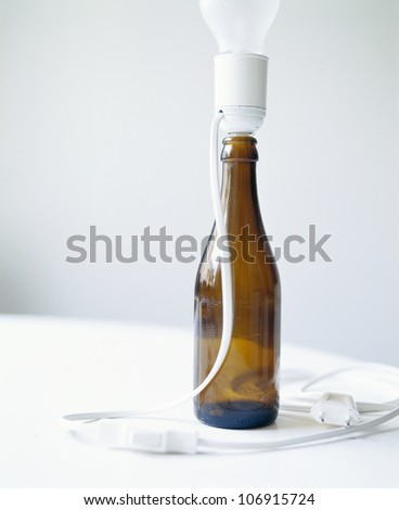 A lamp made of a beer bottle, Sweden.