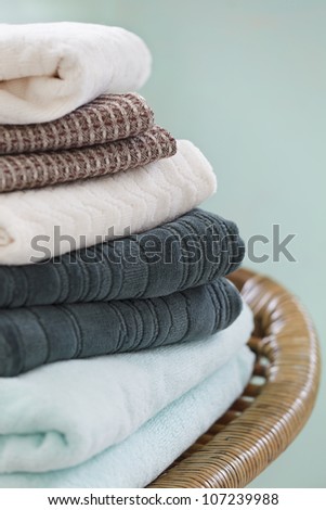 Close up of folded towels