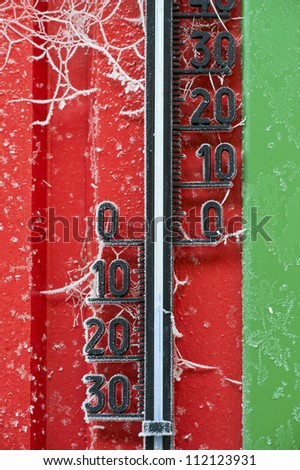 Closeup of thermometer showing ten degrees below zero