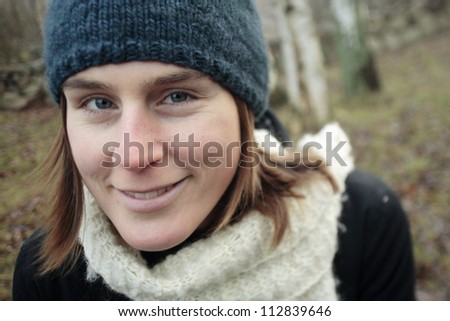A woman in the forest, Sweden.