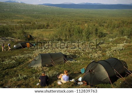 People camping in the north of Sweden.