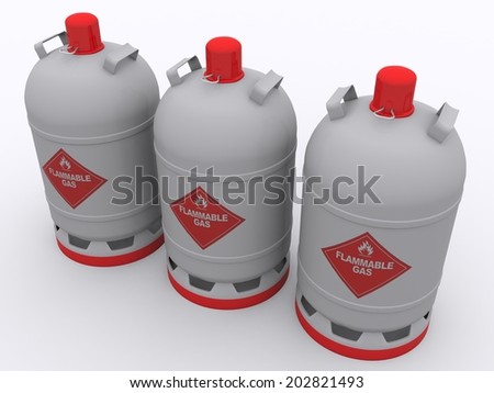three gas bottles