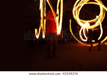 Street Fire dancers at night