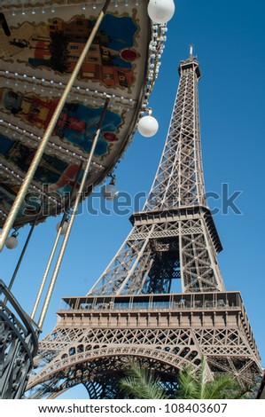 Findpicture  Eiffel Tower on The Eiffel Tower With The Carousel In The Foreground Stock Photo