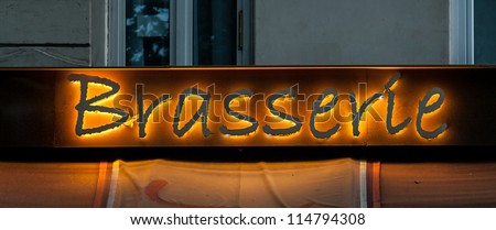 Neon sign of French bar, Paris, France