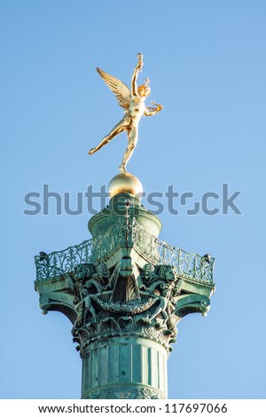 The July Column (French: Colonne de Juillet) is a monument to the Revolution of 1830 on Place de la Bastille in Paris, France (Genie de la libertÃ?Â©)