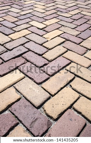Brick road surface texture in Volendam, Netherlands